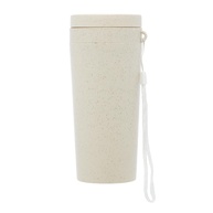 Copo Térmico LYOR 310ml - Bambu e PP com Parede Dupla, Alça e Tampa Branca - imagem 1