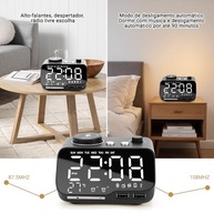 Rádio Despertador Digital Multifuncional com LED, FM Duplo e Som Alto - imagem 4