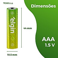 24 Pilhas Alcalina AAA Palito 1,5V Elgin – Energia que Dura - imagem 2