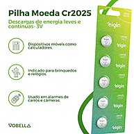 Pilhas Elgin CR2032/CR2025: Kit 10 + 10 - Energia Duradoura! - imagem 2