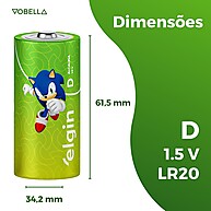 Pilha Alcalina D Elgin: Kit 20 Unidades – Energia Duradoura! - imagem 2