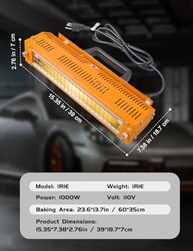 Secador Infravermelho Portátil 1000W: Cura Rápida e Uniforme para Pintura Automotiva e Móveis - imagem 4
