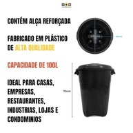 Cesto de Lixo 100L Reforçado: Ideal para Empresas, Indústrias e Residências - imagem 3