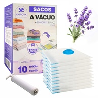 Kit 10 Sacos a Vácuo com Aroma Lavanda 50x60cm + Bomba | Organize Malas e Guarda-Roupas com Estilo - imagem 1