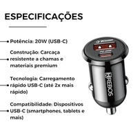Carregador Veicular Mini 20W Turbo USB-C + USB-A Universal p/ Android e iPhone - imagem 5