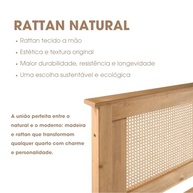 Cabeceira de Cama Casal em Madeira Pinus e Rattan Natural – Estilo Atemporal e Charme Artesanal - imagem 5