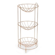Fruteira Tripla Redonda com Rodízios 30cm Rosé Gold - Design Moderno e Funcional - imagem 1