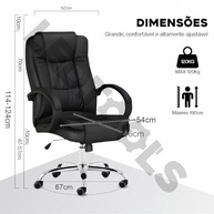 Cadeira de Escritório Presidente Executiva com Reclinável e Design Ergonômico - imagem 3
