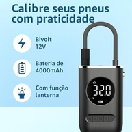 Compressor de Ar Portátil Digital com Lanterna LED: Encha Pneus de Carro, Moto, Bike e Mais! - imagem 5