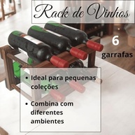 Adega de Madeira Rústica para 6 Garrafas - Organizador Elegante para Cozinha, Bar e Área Gourmet - imagem 5