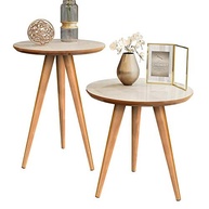 Kit Mesa Lateral e Apoio para Sofá Retrô Classic - Design Moderno Off White e Freijó - imagem 2