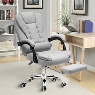 Cadeira Presidente Ergonômica Cinza - Apoio para Pés e Encosto Ajustável - imagem 2