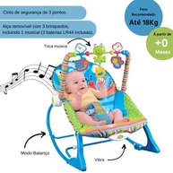 Maxi Baby Cadeira de Descanso Musical FunTime Azul - Até 18kg com Balanço e Brinquedos - imagem 3