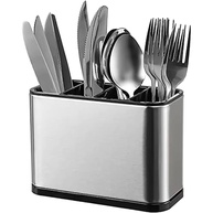 Escorredor Porta Talheres Aço Inox com Drenagem - 4 Divisórias Moderno e Compacto - imagem 1