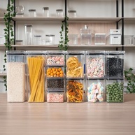 Kit 12 Potes Herméticos Acrílico Quadrado - Organize sua Cozinha com Estilo e Segurança - imagem 3