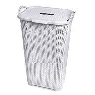 Cesto de Roupa Branco Rattan com Tampa Basculada e Alça - Organize com Estilo e Praticidade - imagem 2