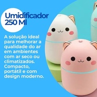 Umidificador de Ar Gatinho Rosa 250ml | Difusor Aromático LED Silencioso USB para Carro e Ambientes - imagem 4