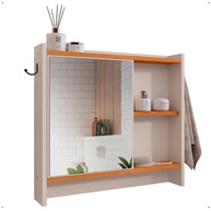Armário com Espelho e Porta-Toalhas para Banheiro Genova - Design Moderno Off White e Cinamomo - imagem 2