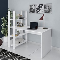 Escrivaninha com Estante Lateral MATCH Branco – Design Moderno e Funcionalidade Inteligente - imagem 5