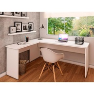 Mesa de Escritório em L 120x150cm com Tampo 30mm Branco - Design Moderno e Ergonômico - imagem 1