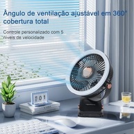 Ventilador de Mesa USB Recarregável com Motor Brushless - 5 Velocidades, 360°, Silencioso e Portátil - imagem 4