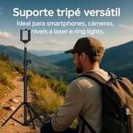 Tripé Multifuncional 210cm: Suporte Universal para Celular, Câmera, Ring Light e Nível a Laser - imagem 4