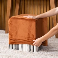 Capa de Puff Quadrado em Veludo Suede Terracota - Proteção e Estilo para Banquinhos - imagem 4