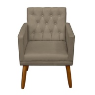 Poltrona Decorativa com Puff Capitonê Moderna em Suede Cappuccino - Conforto e Estilo para Sala - imagem 4