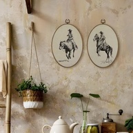 Arte de Parede Oval Western Vintage - Decoração Rústica para Casa e Escritório - imagem 5