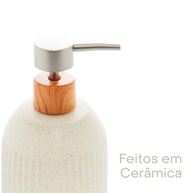 Porta Sabonete Líquido de Cerâmica Granilite Lines Branco 430ml - Design Moderno e Funcional - imagem 4