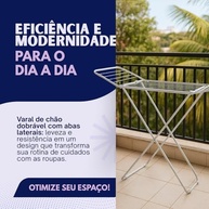 Varal de Chão Dobrável Slim com Abas Laterais – Leve, Compacto e Resistente Antiferrugem - imagem 4