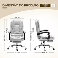 Cadeira Presidente Ergonômica Cinza - Apoio para Pés e Encosto Ajustável - imagem 3