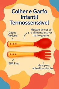Talheres Infantis Silicone Termossensível Azul - Kit Colher e Garfo Seguros para Bebês - imagem 5