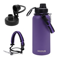 Garrafa Térmica 1000ml Aço Inox Roxa - Isolamento Quente e Frio com Alça - imagem 1