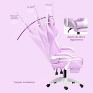 Cadeira Gamer Rosa com Orelhas de Coelho e Design Ergonômico - imagem 4