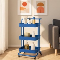Carrinho Organizador Multiuso com 3 Prateleiras e Rodas Azul - LUXLAR - imagem 2