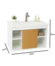 Conjunto Gabinete Cuba E Espelheira Para Banheiro Completo Com Nichos Porta Espelho (Branco/Ripado) - Design Moderno e Funcional - imagem 2