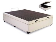 Cama Box Baú Casal Sintético Corino Blindado Bege – Design Moderno e Espaço Extra - imagem 1