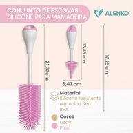 Kit de Escovas ALENKO para Garrafa e Mamadeira - 3 Peças com Escova Grande, Pequena e Corrente Flexível - imagem 3