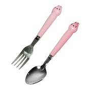 Kit Talher Infantil Inox Rosa - Garfo e Colher com Cabo Anatômico para Crianças - imagem 2