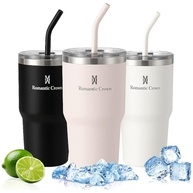 Copo Térmico Romântico Crown 591ml com Canudo e Tampa - Aço Inoxidável para Café, Água e Chá - imagem 2