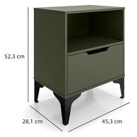 Mesa de Cabeceira com Gaveta Telescópica e Design Industrial Moderno - Verde com Pé Preto - imagem 4