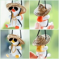 Ornamento de Gesso Giratório de Pato Fofo: Decoração Charmosa para Carro e Casa - imagem 4