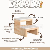 Escada Infantil de Madeira com Acabamento Laqueado - Segura e Estilosa para Quarto e Banheiro - imagem 4