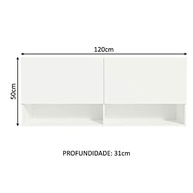 Armário Aéreo 120cm com Nicho e Prateleira Branco - Design Moderno para Quarto e Home Office - imagem 3