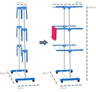 Varal de Roupas Vertical 3 Andares Dobrável - Prático e Portátil para Casa e Lavanderia - imagem 3