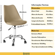 Cadeira Eiffel Office Base Giratória - Estilo Moderno e Conforto Ergonômico - imagem 4