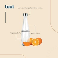 Tuut Garrafa Acqua 1L em Vidro com Tampa Inox – Hermética, Elegante e Fácil de Limpar - imagem 3