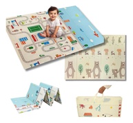 Tapete Térmico Infantil Dupla Face 200x150cm - Estampas Cidade e Ursinhos | Impermeável, Dobrável e com Bolsa - imagem 1