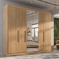 Guarda-Roupa Casal Valencia 6 Portas com Espelho e Gavetas - Organize seu Quarto com Estilo - imagem 1